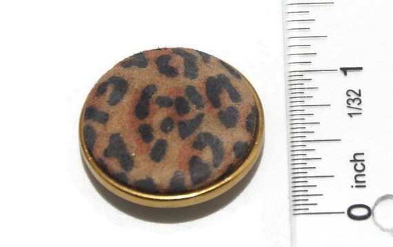Vintage Gold Tone and Animal Print Round Clip on … - image 5