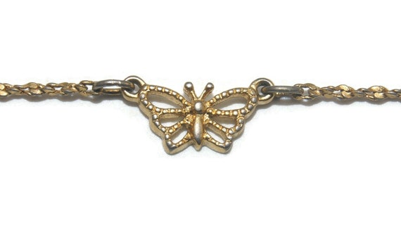 Vintage Avon Gold Tone Butterfly Charm 9 Inch Ank… - image 2