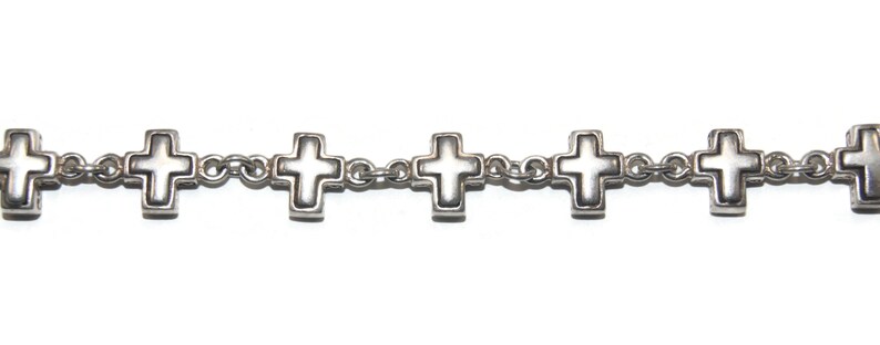 Vintage Sterling Silver 7 12 Inch 13 Cross Link Religious Bracelet with Lobster Claw Clasp Marked 925 SX.