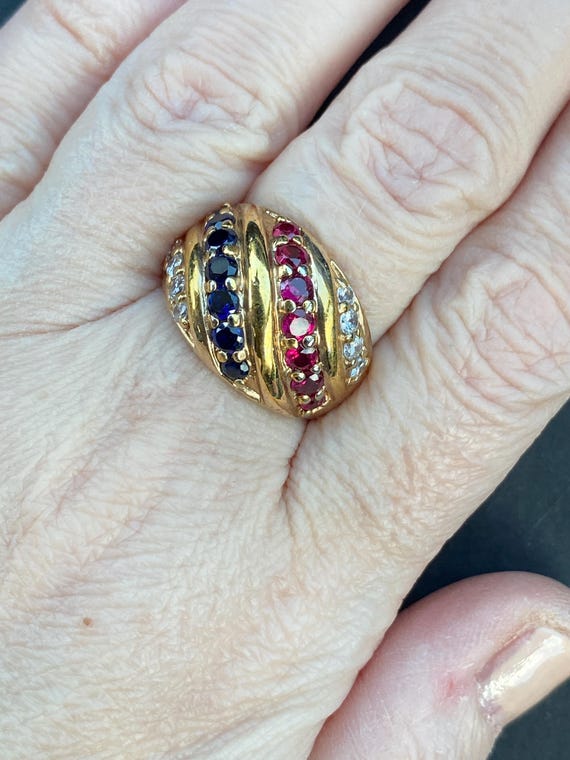 Bague En Vermeil Plaqué Or Sur Argent 925, Sertie De Zircons En Losange - Taille 52, Poinçonné - Occasion De France