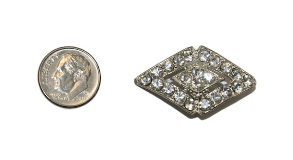 Vintage Silver Tone and Clear Rhinestones Diamond… - image 2