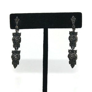 Vintage Judith Jack Sterling Silver and Marcasite Clip on Dangle Earrings. Sterling and JJ in Triangles Hallmark.