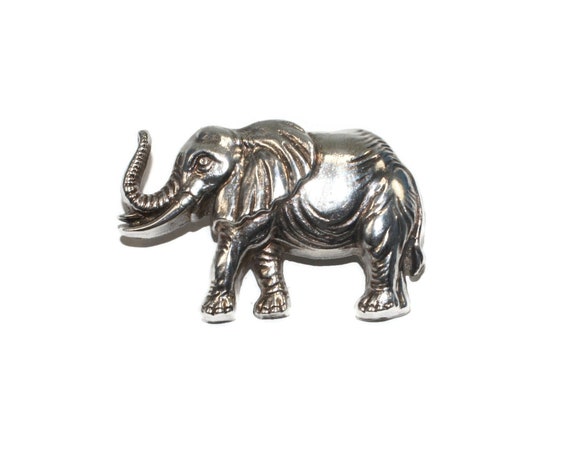Vintage Detailed Sterling Silver Elephant Brooch … - image 1