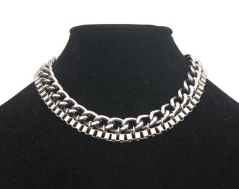 Schwere Vintage Silber Ton 16 bis 19 Zoll verstellbare Halskette mit Karabinerverschluss.