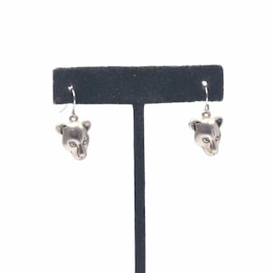 Lioness Dangle Earrings, Vintage Silver Tone Lioness Lion Head Dangle Earrings, for Pierced Ears, Daily Wear, Girl Lion, Gift for Her.