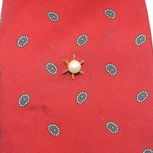 Vintage Gold Tone and Faux Pearl Tie Tack.