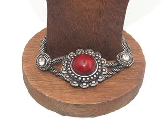 Pulsera de eslabones de flores ajustable en tono plateado vintage de 6 a 8 pulgadas con cierre de pinza de langosta.