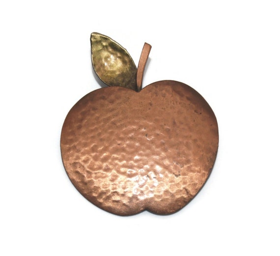 Vintage Hammered Copper Apple Brooch. - image 1