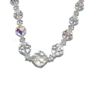 Vintage 15 Inch Graduated AB Crystals Choker Necklace with Spring Ring Clasp.