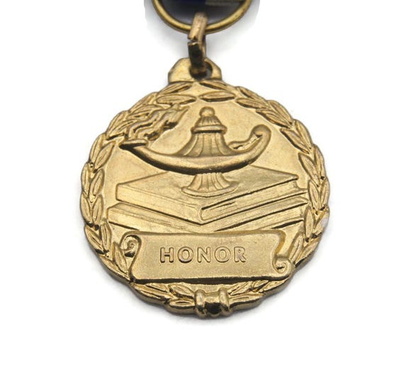 Gold Tone Academic Honor Award Metal, Vintage CL Med Italy 1930d