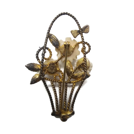 Vintage Creed Vermeil and Celluloid Flower Basket… - image 7