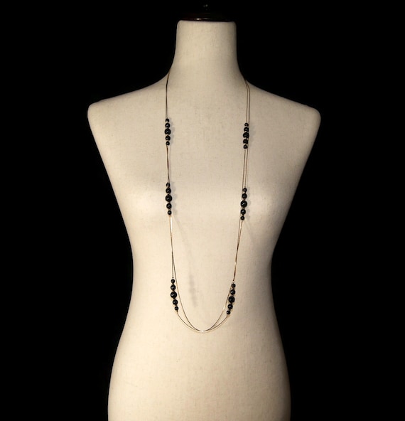 Clasp Black Plastic Necklace Vintage Gold Tone And Black Plastic