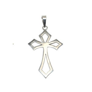 Vintage Mexico Sterling Silver Modernist Cross Pendant. Hallmarked TA-95 Mexico 925.