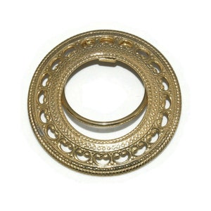 Vintage Gold Tone Circular Dress Clip, Sweater Clip, Scarf Clip.