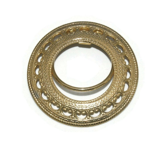 Vintage Gold Tone Circular Dress Clip, Sweater Cl… - image 1