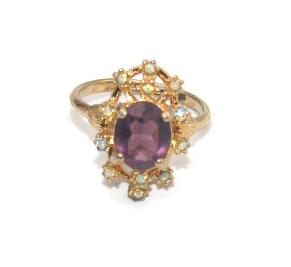 Vintage Joseph Esposito 18K Gold Plated with Purp… - image 3