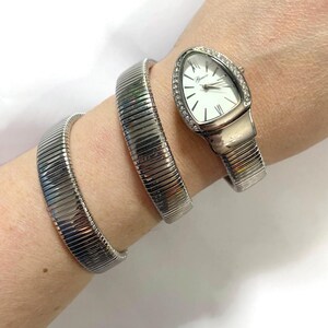 Genoa Coiled Cuff Snake Wrist Watch, Vintage Clear  display picture 2