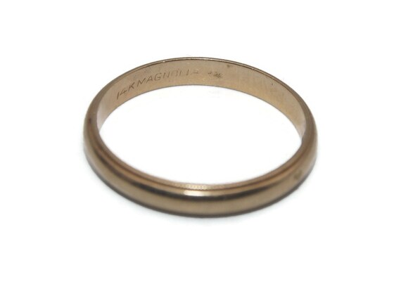 Vintage Magnolia 14K Yellow Gold Size 12 Men s Wedding Band