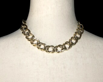 Vintage Gold Tone 16 pouces Link Choker Collier avec fermoir à crochet.