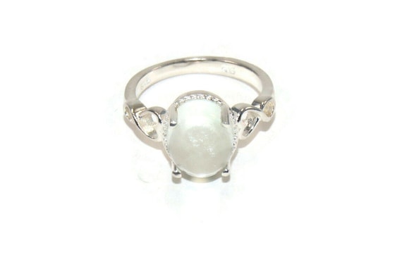 Vintage Sterling Silver and Oval Green Amethyst C… - image 1