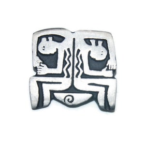 Vintage Alice Seely Pewter and Black Enamel Brooch. Alice Seely 2000 Hallmark.