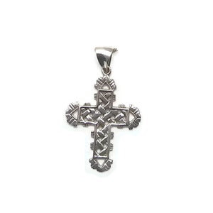 Sterling Silver Cut Out, Basket Weave Designed Cross Pendant. Cross Tested Sterling.