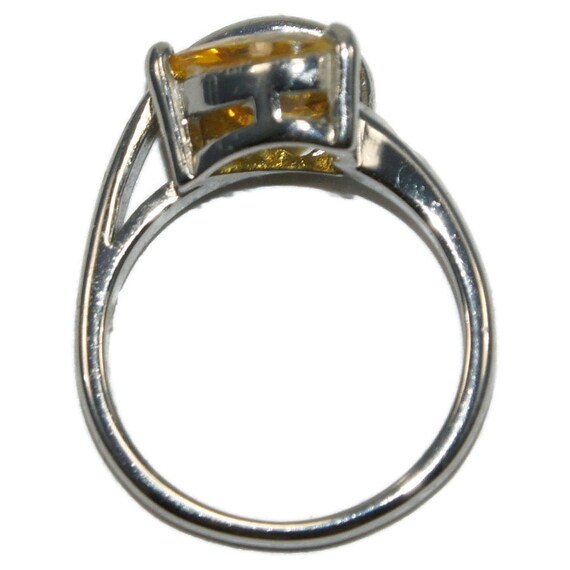 Vintage Silver Tone and Faux Citrine Size 9 Heart… - image 3