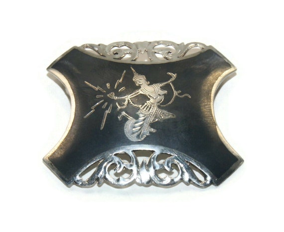 Vintage Siam Sterling Silver Nielloware Brooch De… - image 5