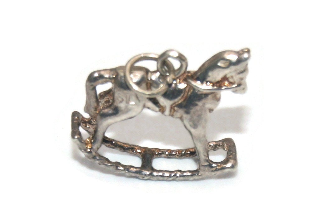 Vintage TMA sterling silver unicorn rocking horse pendant charm