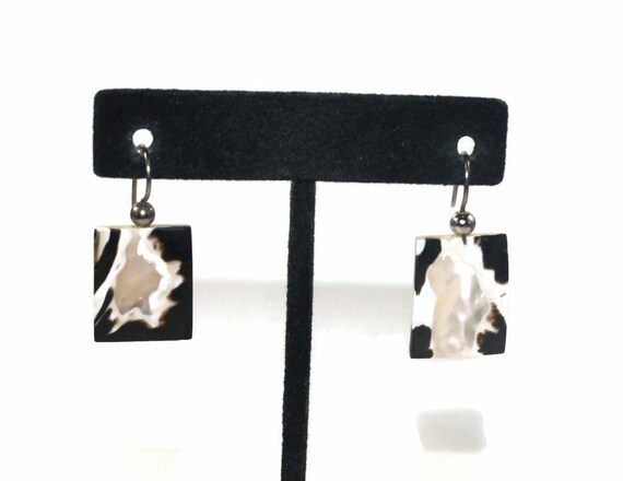 Vintage Silver Tone and Rectangular Natural Mothe… - image 2