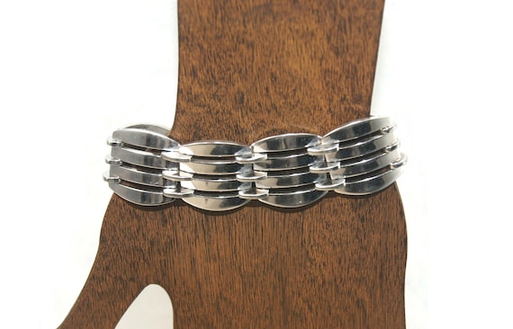 Bracelet Vintage En Métal Argenté Avec Multiples Chaînes - Marque Ciclon - Occasion - Style Rétro