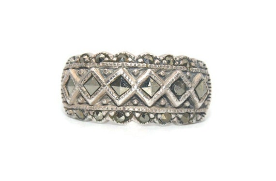 Vintage MD Sterling Silver and Marcasite Size 6 S… - image 1