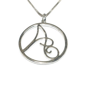Vintage Silver Tone Letter &quot;A&quot; in Circle Pendant on 18 Inch Silver Tone Chain with Spring Ring Clasp.