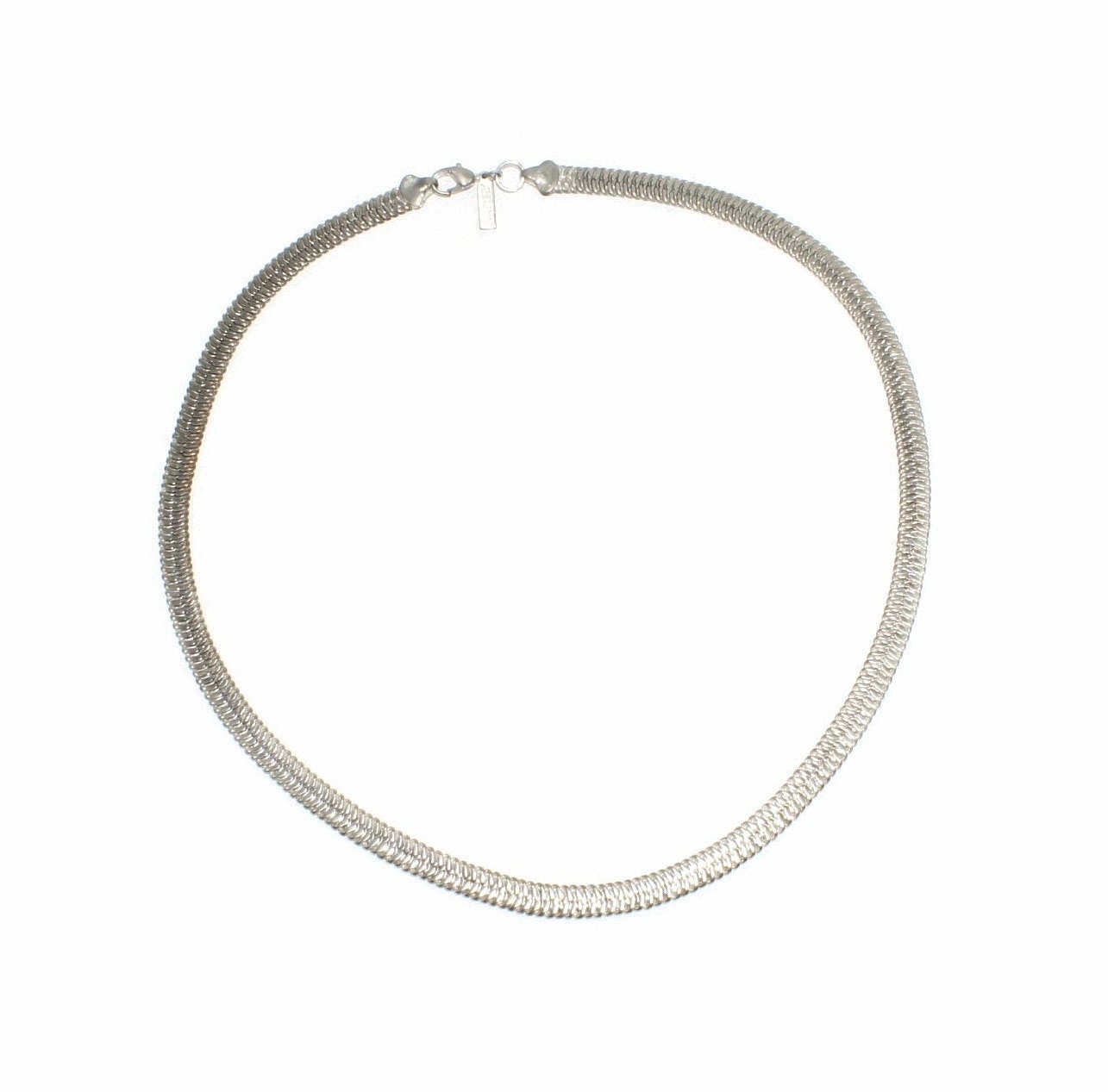 Vintage Napier Silver Tone 20 Inch Herringbone Chain Necklace With