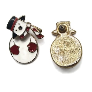 Christmas Snowman Studs in 14K Gold