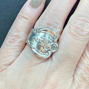 Vintage Silver Original Rogers Repurposed Silverware Size 5 Ring Hallmarked Original Rogers.