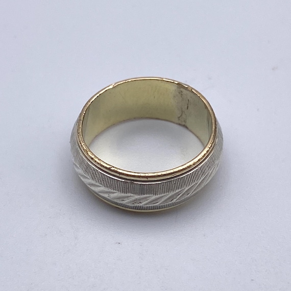 1950s Vintage Sterling Silver Wedding Band, 10K Gold Filled Size 8