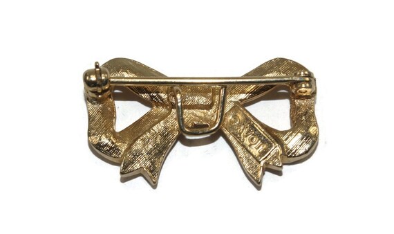 Small Vintage Avon Gold Tone Bow Brooch. Avon Hal… - image 5