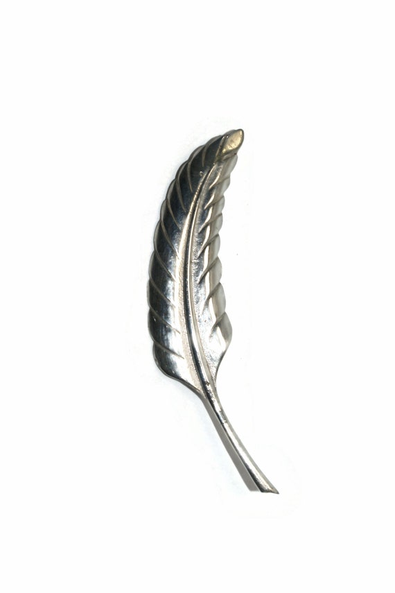 Vintage Sterling Silver Leaf Brooch. Marked Sterl… - image 2