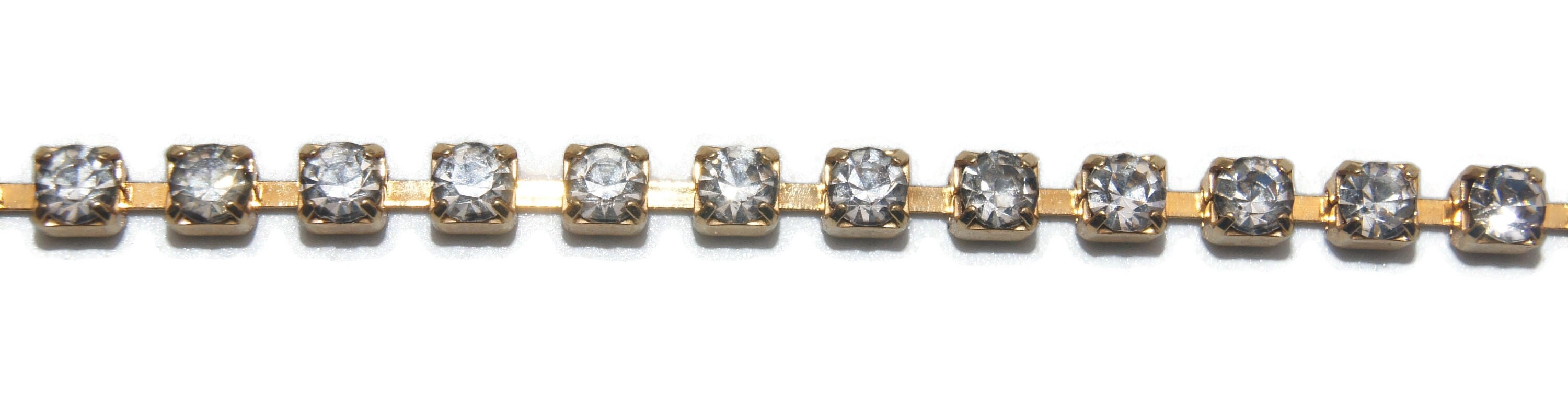 Bracelet Tennis Vintage - Ton Or Et Argent - Fermoir Sécurité - Longueur 7 Pouces