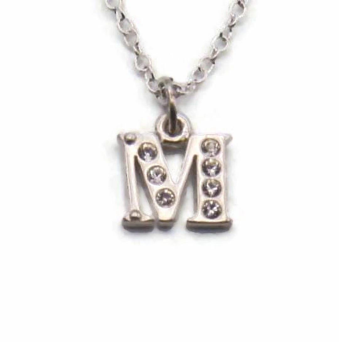 Monogram Pendant Necklace, Vintage Sterling Silver & Clear Crystals ...