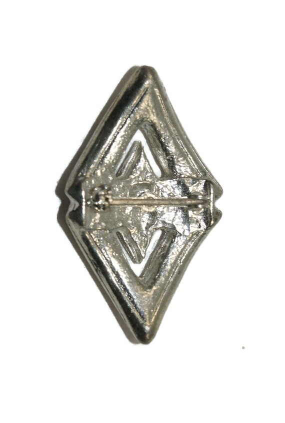 Vintage Silver Tone and Clear Rhinestones Diamond… - image 5