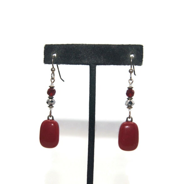 Orecchini Etnici A Goccia Con Perline Rosse E Corallo – Vintage Boho, Pendenti Lunghi In Foglia D'Argento - 2