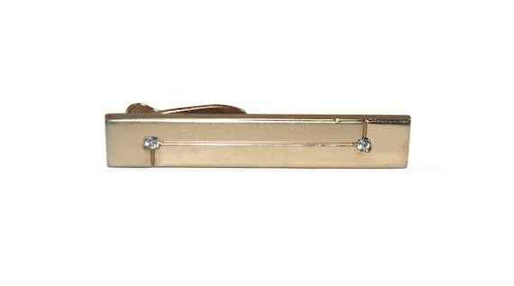 Vintage Hickok Gold Tone and Rhinestones Tie Clip. Hi… - Gem display picture 1