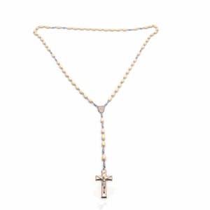 Rosary Beads, Vintage Silver Tone and Cream Lucite Bead 36 Inch Rosary. 1950s, Catholic, Pray Beads, Gift for Her.