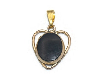 Small Vintage C.T. Gold Filled and Onyx Heart Pendant. 1/20 10KT. Gold Filled C.T. Hallmark.