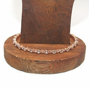 Vintage Gold Tone and Clear Rhinestones 8 Inch Bangle Bracelet.