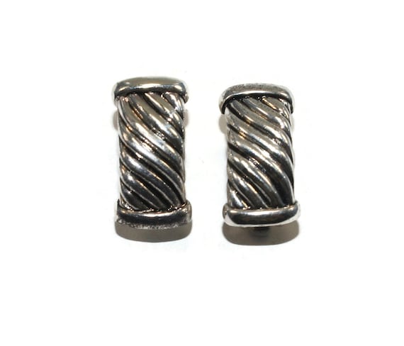 Vintage Silver Tone Curved Rectangular Ribbed Cli… - image 1