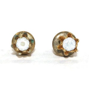 Tiny Vintage Gold and Silver Tone Stud Earrings with Post Backs for Pierced Ears.