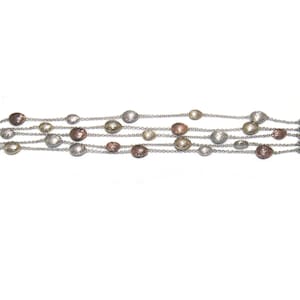 Vintage Sliver, Gold and Copper Tone 5 Strand 7 1/2 Inch Beaded Bracelet with Magnetic Clasp.